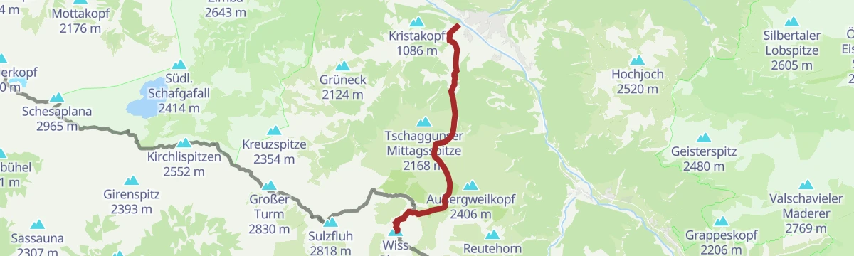 Route map: Tschagguns - Weißplatte